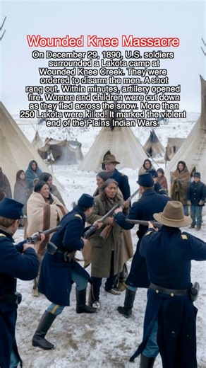 The Wounded Knee Massacre left 250 slaughtered. Tension broke after soldiers tried to force the Lakota to give up their guns #history | Incredible History