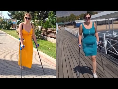 Amputee lady crutches user | Walking with Confidence mastering her mobility