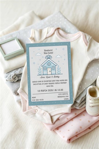 Newborn New House Invitation Template | Baby Welcoming | Customizable Invitation | New Homeowners | Moving in Celebration | 5x7 In - Etsy UK