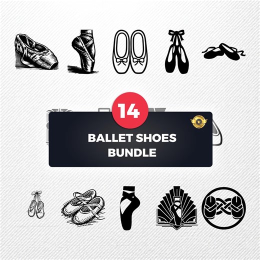 Ballet Shoes SVG Bundle | 14 Vector Clipart PNG PDF Eps Dxf | Commercial Use Print Graphics - Etsy