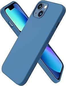 ORNARTO Compatible with iPhone 13 Case 6.1, Slim Liquid Silicone 3 Layers Full Covered Soft Gel Rubber Phone Case Protective Cover 6.1 Inch-Blue