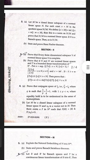 M.Sc. maths DDE ( functional analysis )3rd sem Jan(2026) #pyqs #latest