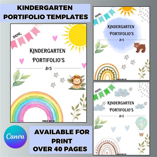 Kindergarten Portfolio, Daycare Portfolio, Portfolio Templates, Portfolio With Over 40 Templates, Instant Download Canva Editable& Printable - Etsy