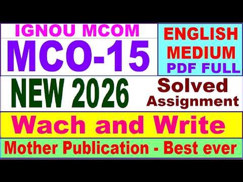 MCO 15 solved assignment 2026 in English || mco 15 solved assignment 2025-26 || ignou mco 015