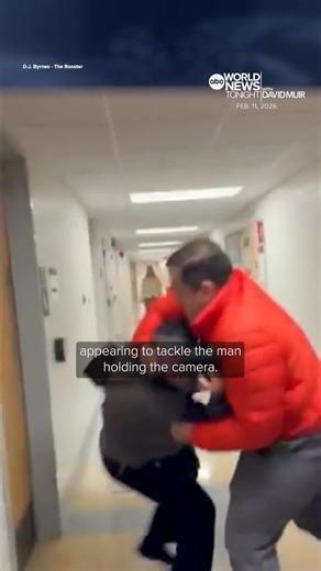 An Ohio State University assistant professor has been placed on leave after an altercation with a journalist. Video appears to show the educator tackling a man with a camera, who witnesses say was asking questions of the school's former president. David Muir reports. #worldnewstonight | ABC World News Tonight with David Muir