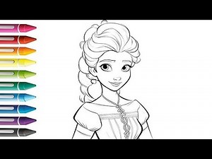 Elsa princess colouring page for kids and toddlers