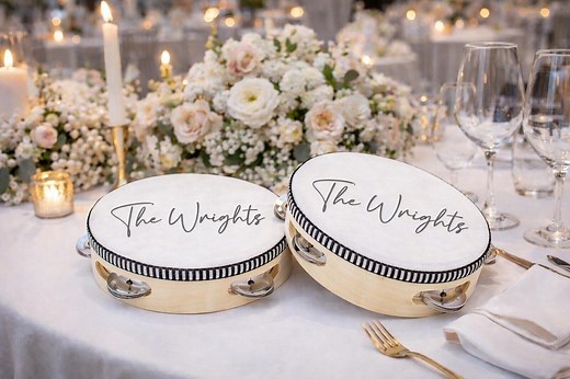 Personalised Wedding Tambourines 6” | Custom Wooden Tambourine Party Favours | Guest Gifts for Weddings & Hen Parties - Etsy UK