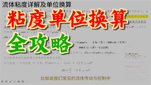 什么是运动粘度？什么是动力粘度？mPa.s 与㎜²/s、cSt、cP等单位间之间怎样转换?