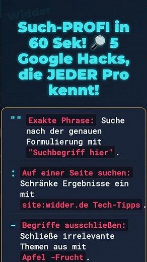 Such-PROFI in 60 Sek! 🔎 5 Google Hacks, die JEDER Pro kennt!\n\nWerde mi...