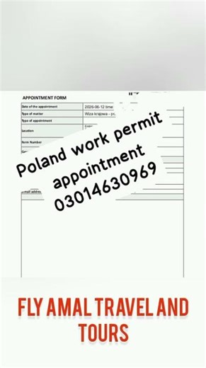 Poland work permit appointment l work permit l Poland visa l Poland embassy l Poland visit visa
