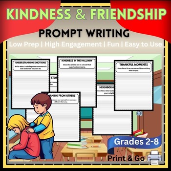 Kindness & Friendship Writing Prompts:20 Pages of Engaging, Grade 2–8 Activities