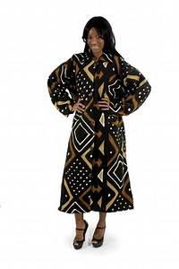 Full-Length Mud Cloth Coat