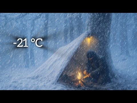WINTER CAMPING in -21°C HEAVY SNOWSTORM!
