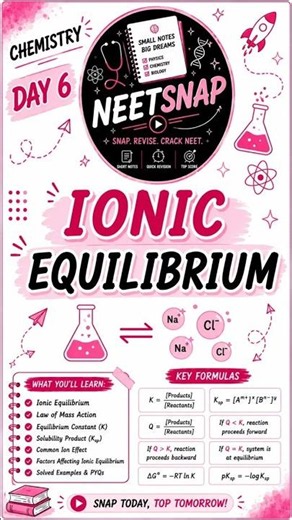 🎯 Ionic Equilibrium Formula sheet 📖| Class 11 Chemistry | Neet 2027 | Neet snaps shorts