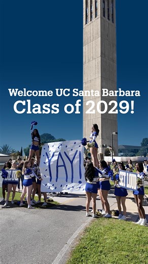 Ready, set, #UCSB 📣 Please join us in welcoming future Gauchos, and enjoy this pep rally at Storke Tower on our beautiful campus featuring the Gaucho Pep Band and UCSB Cheer 🎷🎉 #UCSantaBarbara #CollegeAcceptance #NextStopUCSB | UC Santa Barbara
