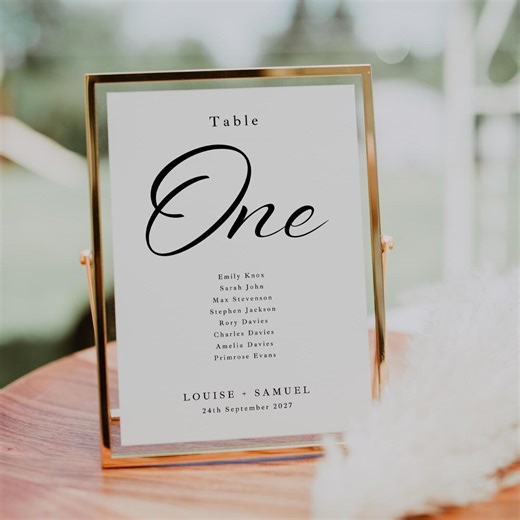 Elegant Script Table Numbers, Printable Destination Table Number Set, Minimalist Editable Table Sign, Signage 4x6 5x7 Download - ES01