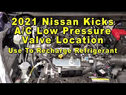 2021 Nissan Kicks A/C Low Pressure Valve Port Location - Use To Recharge Refrigerant (Freon)