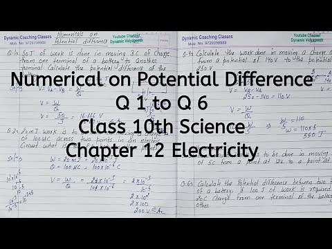Numericals on Potential Difference, Chapter 11, Electricity, Class 10 Science