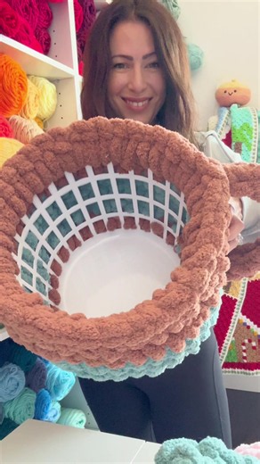 Full video tutorial of crocheting the Bernat Blanket BIG cover & crocheting it onto the dollar tree basket is up on my Repeat Crafter Me YouTube Channel!