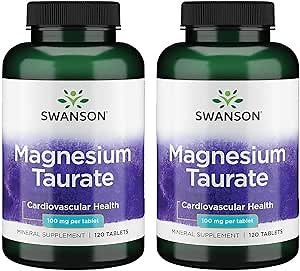 Amazon.com: Swanson Magnesium Taurate - Mineral Supplement - Natural Magnesium & Taurine Formula- (120 Tablets, 100mg Each) (2 Pack) : Health & Household
