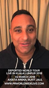 150K views · 2.8K reactions | RUSSELL PETERS IS BACK! - ONE NIGHT ONLY - The superstar comedian is back with his brand-new ‘DEPORTED’ World Tour 2018, promising a night of laughter with all new material! Date : 2nd March 2018 Venue : Axiata Arena, Bukit Jalil | PR Worldwide | Facebook