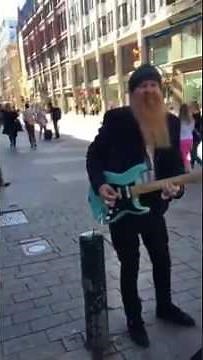 Billy Gibbons (ZZ TOP) playing the blues as a street musician in Helsinki for a few coins