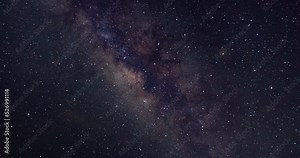 Milky Way galaxy exploration through outer space towards glowing milky way galaxy. 4K looping animation of flying through glowing nebulae, clouds and stars field. Animation video