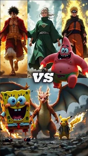Charizard vs SpongeBob vs Pikachu vs Random Anime Heroes (Charizard,SpongeBob,Pikachu) #shorts