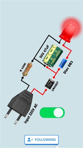TechElectronic Bhai on Instagram: "⚡ 3V LED को 220V Line से ऐसे जलाओ! 😱 | No Adapter Trick | #reel #electronics Adapter हटा दो! 3V LED Direct 220V Supply पर चलेगी 🔥 | #techreel #circuit### 3v led 220v circuit led 220v ac connection 3v led direct 220v supply transformerless led circuit simple led driver circuit electronics project reel diy led circuit idea electronic trick 220v led bulb making reel techreel 2025 trending #3vLED #Electronics #CircuitDiagram #ElectronicProjects #DIYElectronics #2