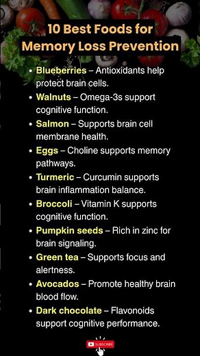 10 Best Foods for Memory Loss Prevention