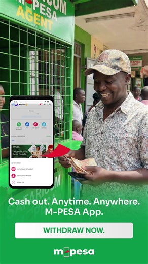 Cash out from any agent near you. Simple. Safe. Swift. M-PESA App makes it that easy. Withdraw Now #DoMoreWithMPESA