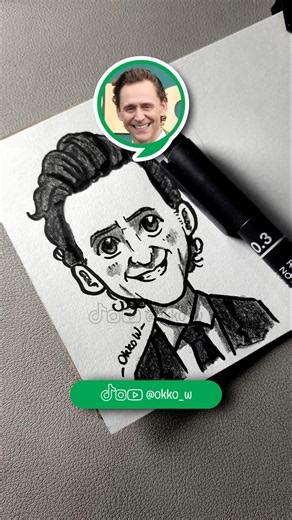 Drawing Tom Hiddleston as a Cute Chibi Character 🔱 #caricature #drawing #cutedrawing