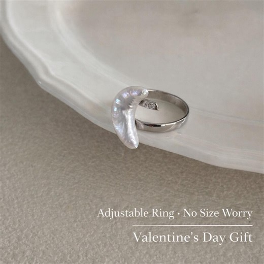 Moon Pearl Adjustable Ring in 925 Silver – Valentine Gift for Her-free Gift Box - Etsy