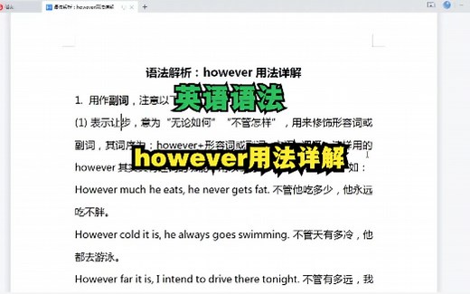 第195讲｜语法解析：however用法详解