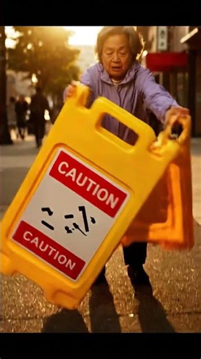 Grandma vs. Caution Sign #fail #shorts