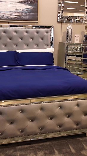 Experience the ultimate in luxury with our glamorous mirrored bedroom sets. Orleans Furniture #furniture #glamfurniture #mirroredfurniture #interiordesigners | Orleans Furniture