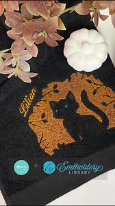 Hatch and Embroidery Library - today we customize Woodland Kitten (embossed) ESP84396-2 from Embroidery Library using the Laydown Stitch from Hatch to create clear and crisp lettering, changing the towel color and thread colors makes it purrfect for Halloween! With Hatch and Embroidery Library you can customize your designs for friends, family or to increase sales! Get your FREE 30 Day Trial of Hatch today #machineembroidery #hatchembroidery #embroidery #embroiderylibrary #embroiderymachine #hat
