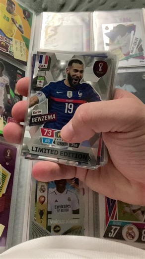 Our benzema collection so far! #benzema #panini #topps #cardcollector #figurinepanini #realmadrid #lesblues🇫🇷 #lesblues #karimbenzema #championsleague #100club #football #footballtiktok