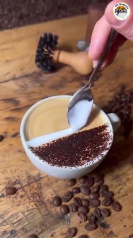 Latte Art creativo con ondas y puntos de chocolate