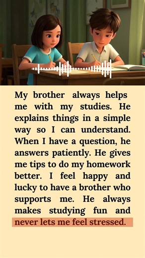 My Brother always helps me with my Studies - English Listening for beginners 📖🌍📖 #mybrother #learnenglish #englishtips #studies | English for kids