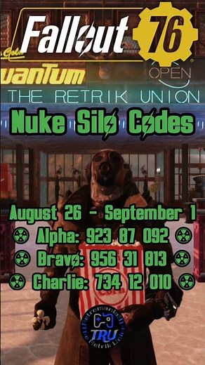 Fallout 76 Nuke Silo Codes (August 26th - September 1st, 2024) #fallout #fallout76 #skylinevalley