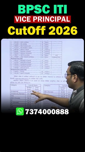 BPSC ITI Vice Principal CutOff 2025/26 Released #bpsc #cutoff #nimbuslearning