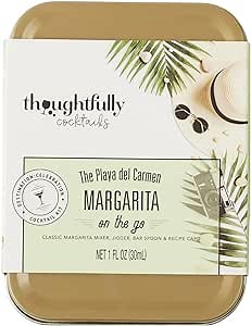 Thoughtfully Cocktails, Cocktail Kit Travel Tin Gift Set, Includes Classic Margarita Cocktail Mixer, Jigger, Bar Spoon and Recipe Card (Contains NO Alcohol)