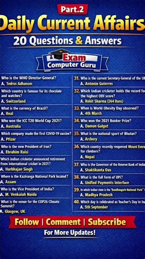 👉Daily Current affairs Quiz Part -2