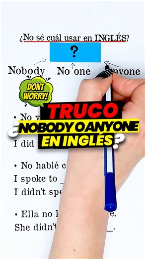 🧠¿CÓMO se DICE ESTO en inglés? 🤩⭐ TE ENSEÑO CÓMO y CUÁL USAR DE LAS PALABRAS MÁS IMPORTANTES en INGLÉS en 1 MINUTO SUPER RÁPIDO y FÁCIL 🚀 LOS MEJORES HACKS, TIPS y TRUCOS DEL INGLÉS ¿Nobody, No one o Anyone? 👉 ¿Cuál usarías? #ingles #aprender #aprendeingles #vocabulario #inglesonline #vocabularioingles #inglesamericano #cursodeingles #InglesFacil #LATAM #frasesinglés #conversacióneninglés #inglésparaprincipiantes | EspeakEnglish
