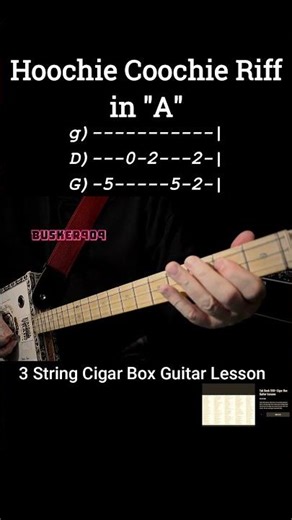 The Hoochie Coochie Riff by Muddy Waters (No Chat) Cigar Box Guitar Lesson with Tab