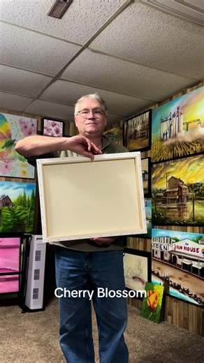 Cherry blossoms this is an acrylic painting that will be used as an example in my upcoming floral acrylic painting class on February 21. It’s gonna be a fun class. Be sure and sign up today cause seating is limited. #paintingsbytom #iowahandmade #paintingclass