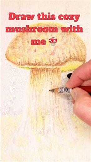 Draw a Cozy Mushroom with me 🍄 ✨ (colored pencil short) #cozyart #drawwithme #derwentpencils