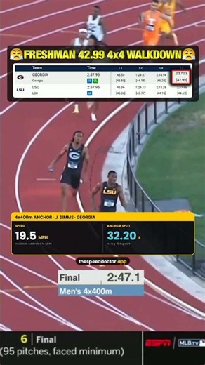 42.99 ANCHOR! The Physics of a 4x400 Walkdown ⚡ Freshman Jonathan Simms #shorts