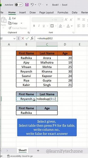 How to use VLOOKUP in excel #excel #computerzone #exceltips #vlookup #shorts #learningzone #viral